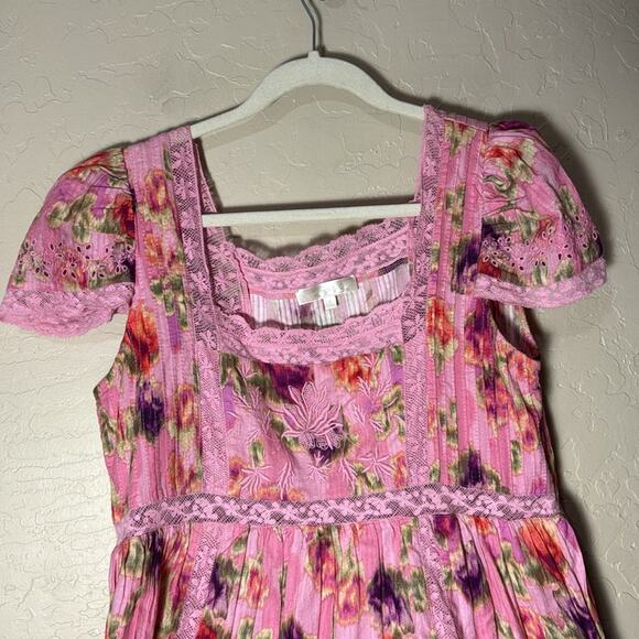 Nutmeg Dress LoveShackFancy floral pink mini dress size 8 - Picture 3 of 11